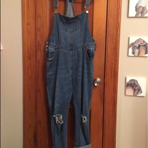 Distressed Knee Plus Size Overalls